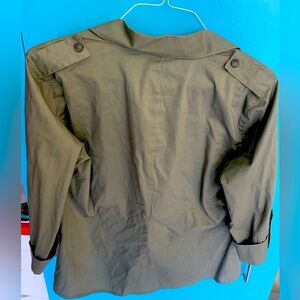 Michael Kors Olive Green Long Roll-Up Sleeve Shirt